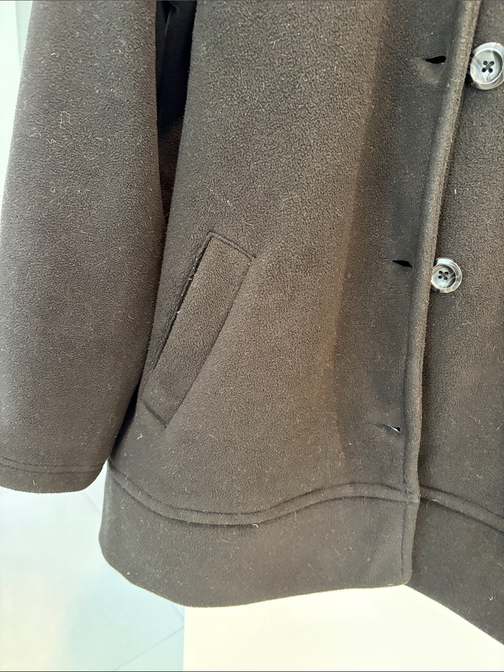 Women's Black Button-Up Pea Coat - Picture 9 of 9
